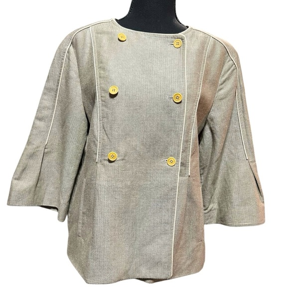 Calvin Klein Linen/Cotton Double Breasted Blazer in Olive Green - Picture 1 of 5